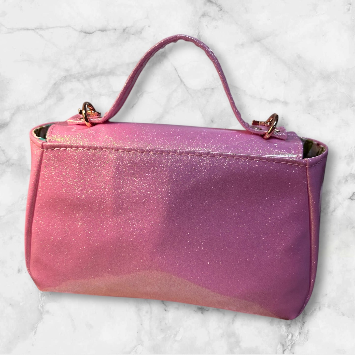 Vintage Mabel in Pink Glitter Faux Leather